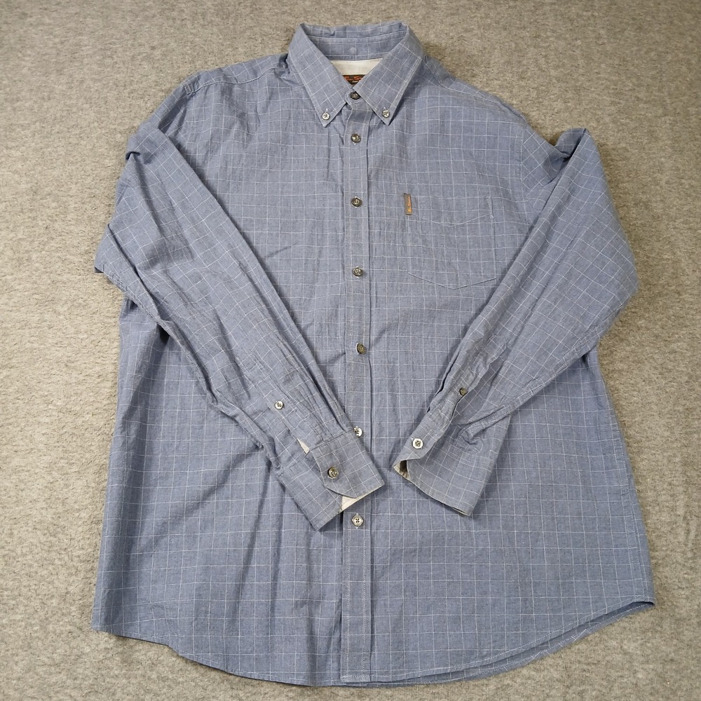 Ben Sherman Mens Blue Windowpane Check Button Down‎ Shirt XL Long Sleeve Cotton